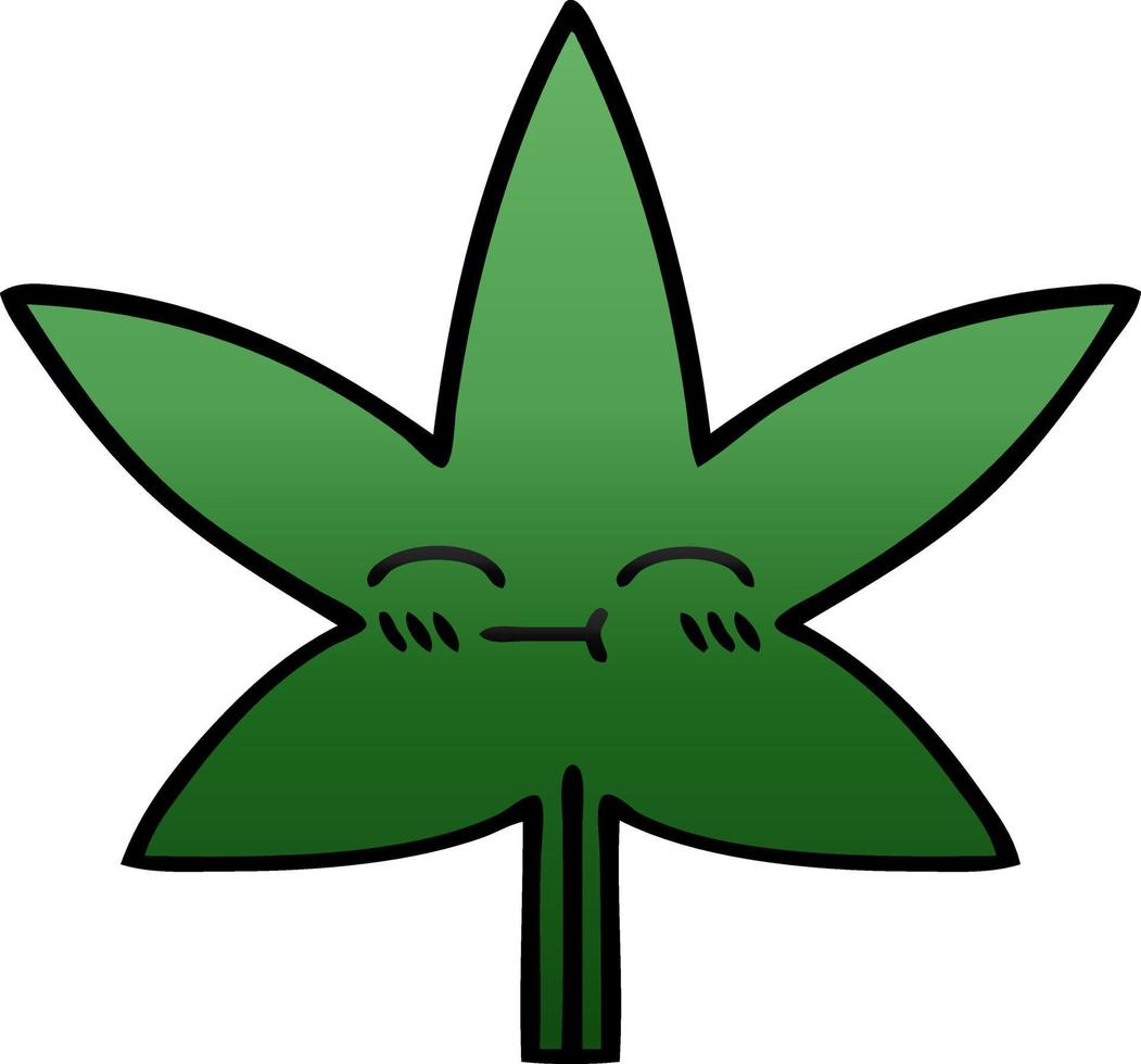gradient shaded cartoon marijuana leaf vector