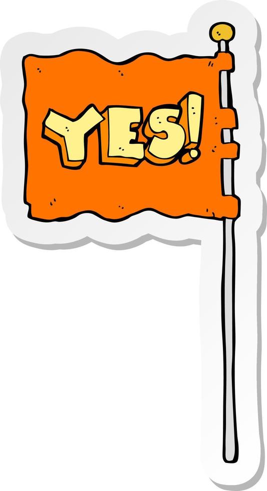sticker of a cartoon yes flag vector