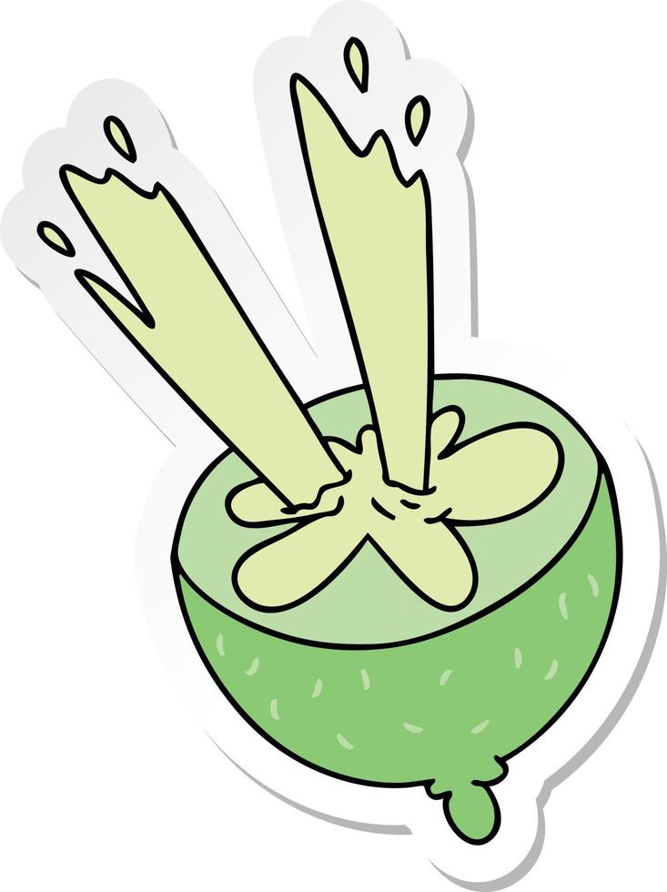sticker of a quirky hand drawn cartoon lime vector