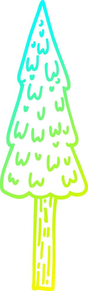cold gradient line drawing cartoon pine trees vector
