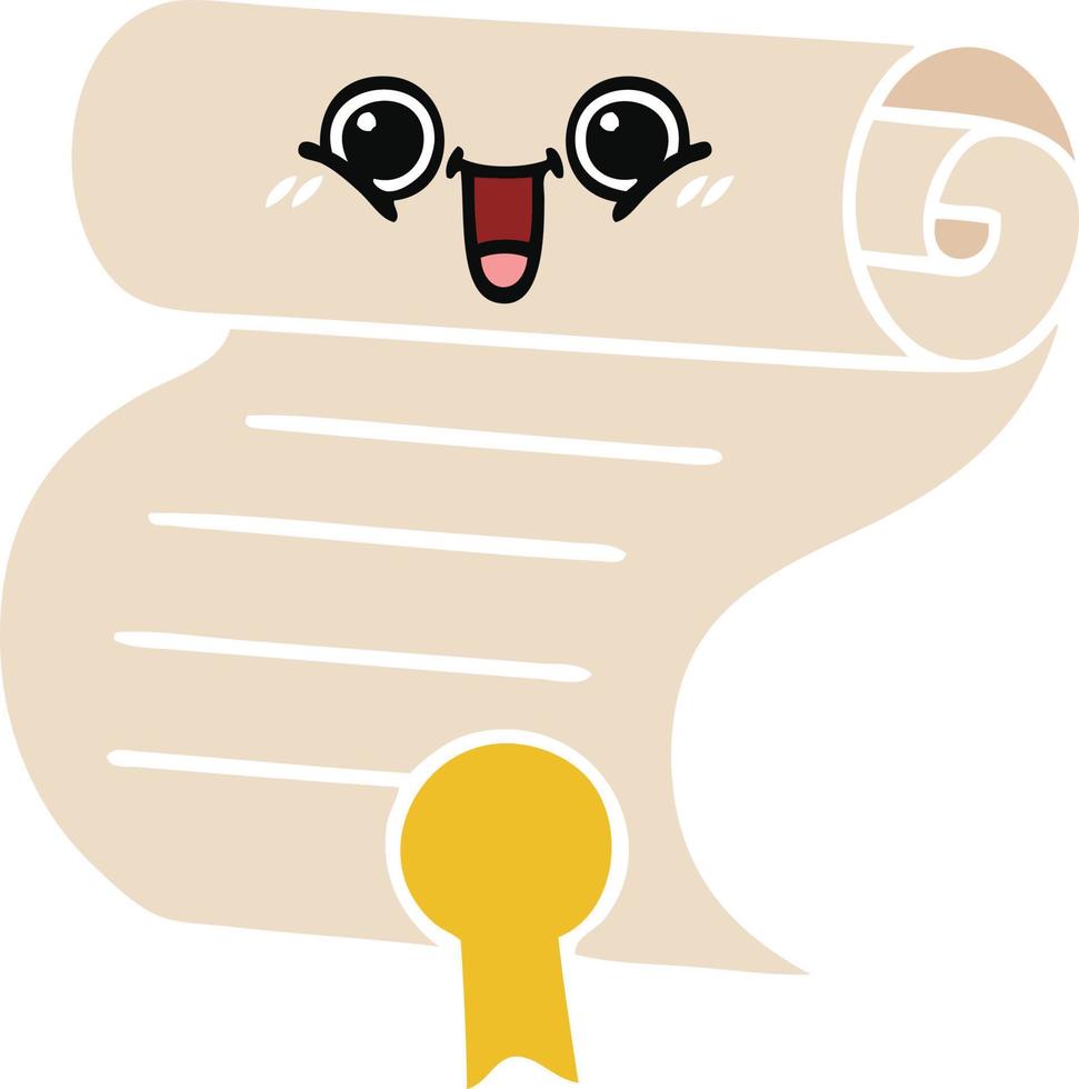 flat color retro cartoon contract vector