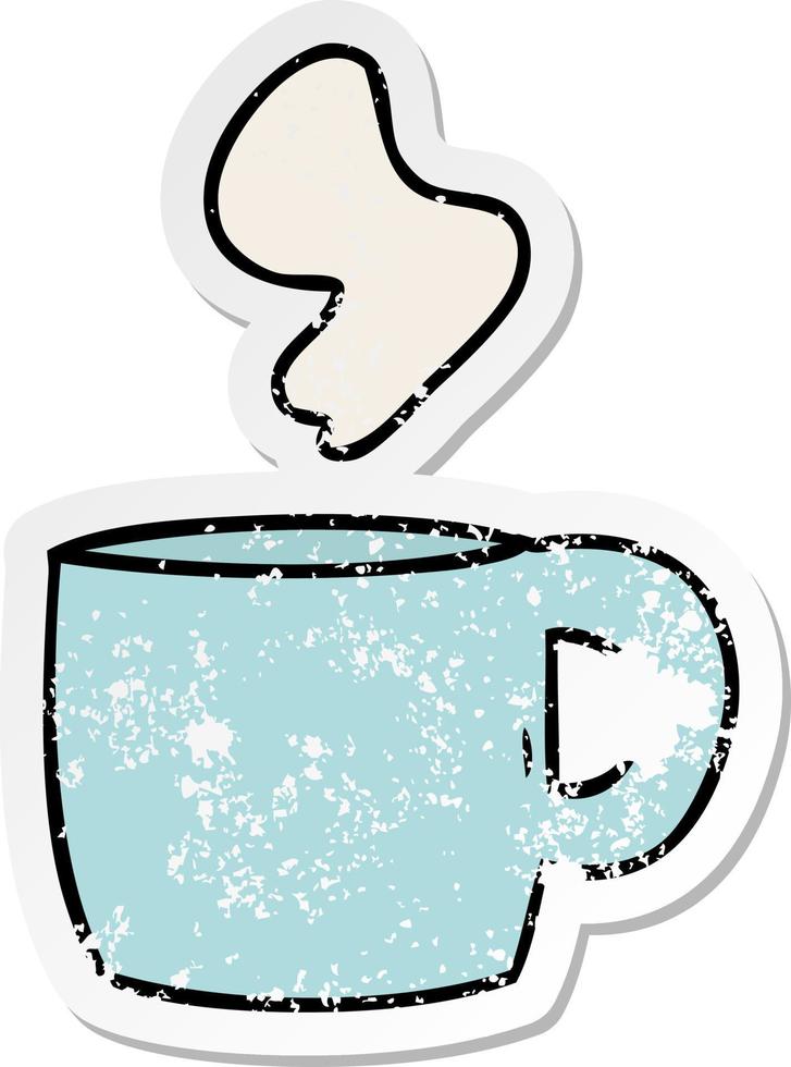 distressed sticker cartoon doodle of a steaming hot drink vector