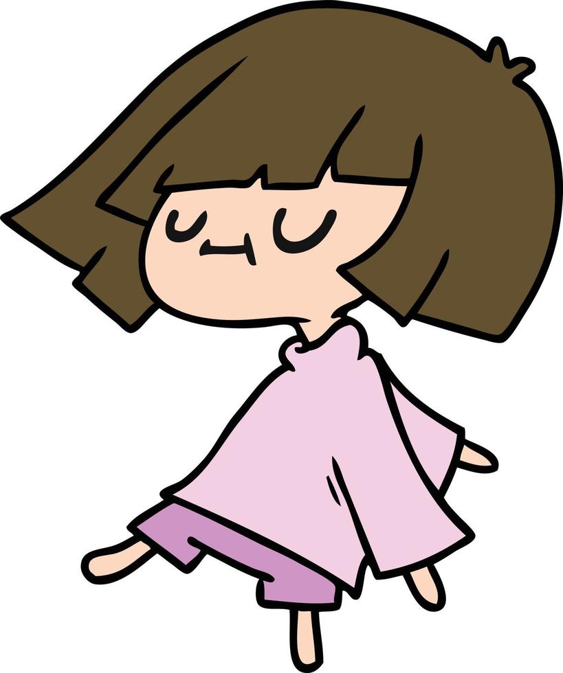 caricatura, de, lindo, kawaii, niña vector