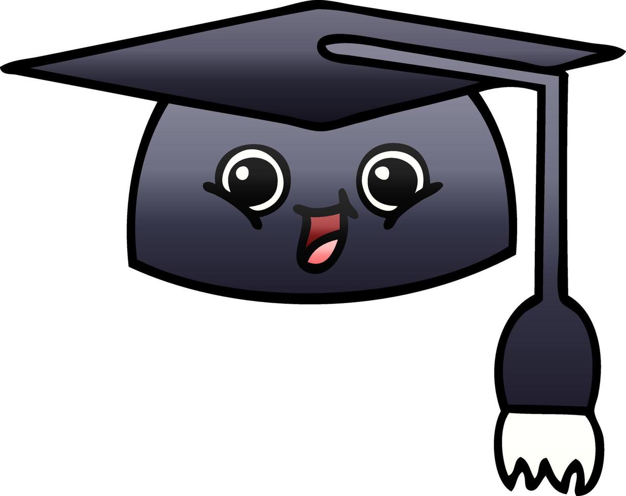 sombrero de graduación de dibujos animados sombreado degradado vector