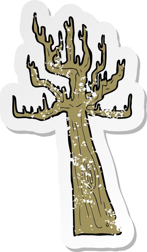 retro distressed sticker of a old bare tree cartoon vector