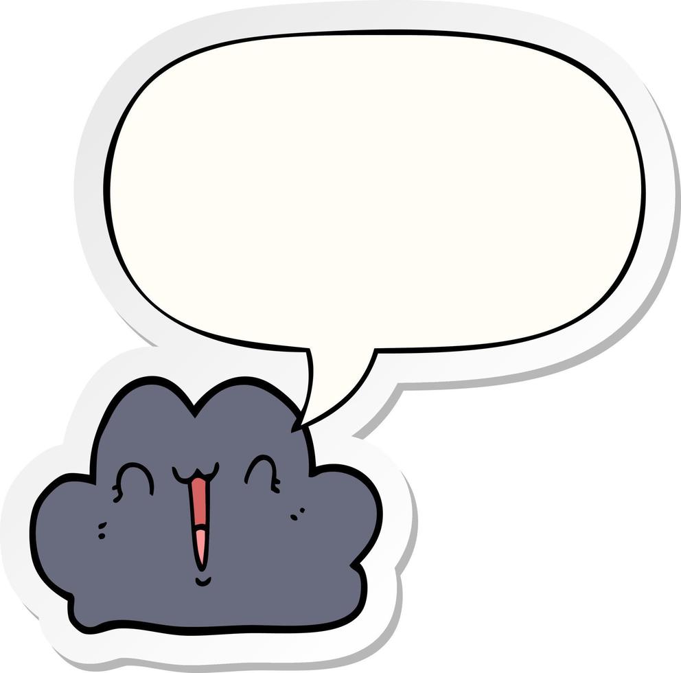 cute cartoon cloud and speech bubble sticker vector