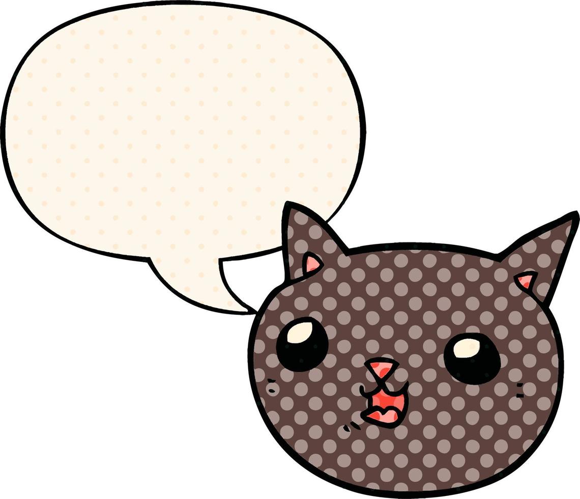 cartoon cat and speech bubble in comic book style vector