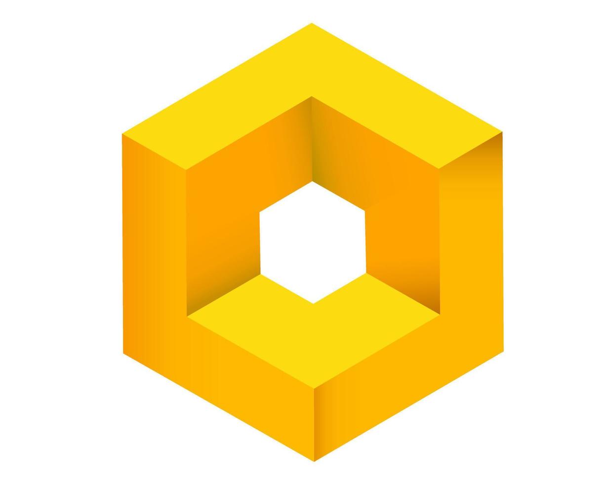 3d yellow square on a white background vector