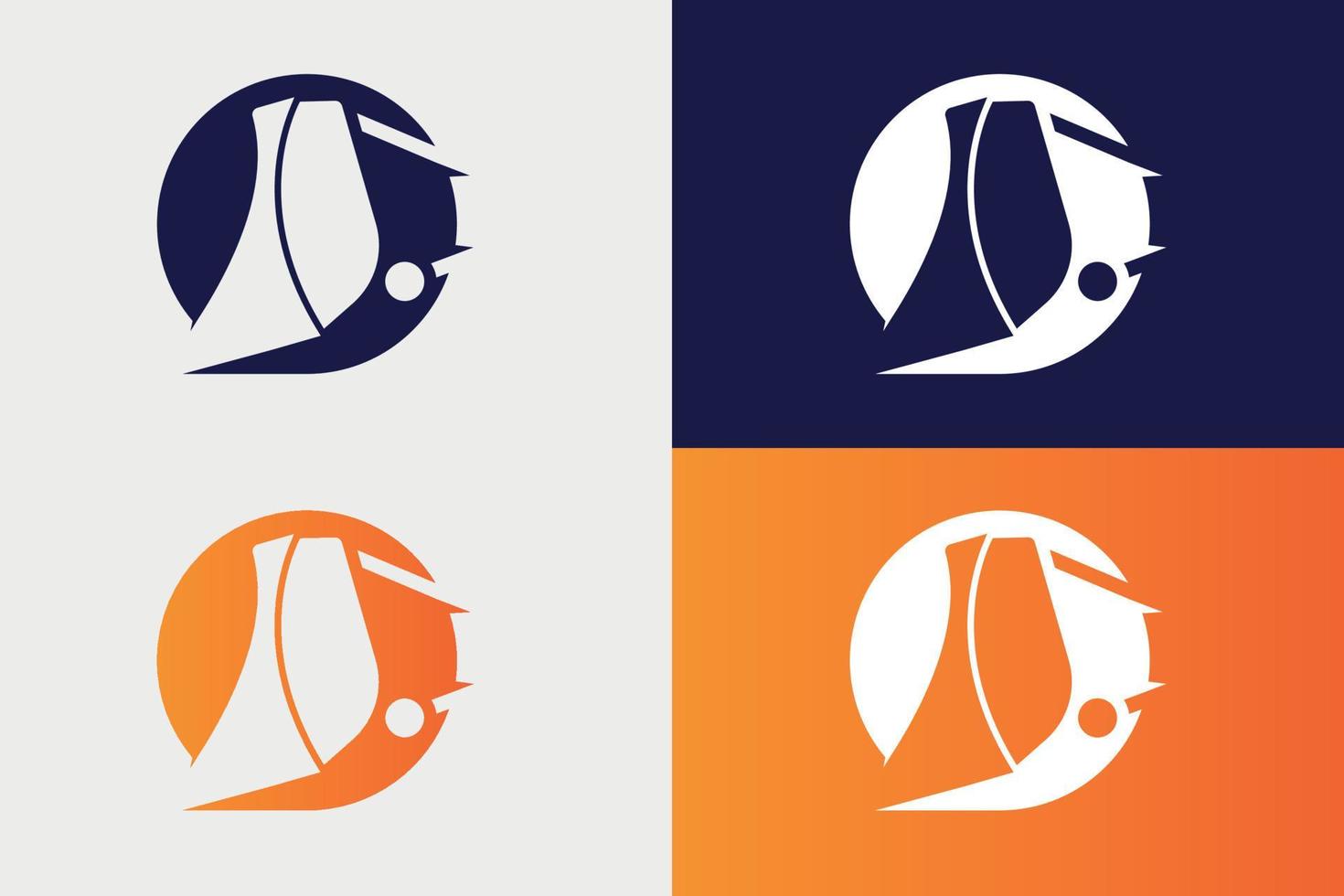 excavator dipper arm stick logo design vector