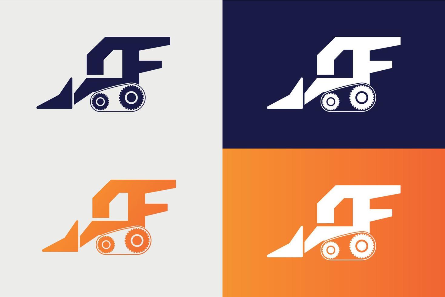 excavator  d f logo design vector