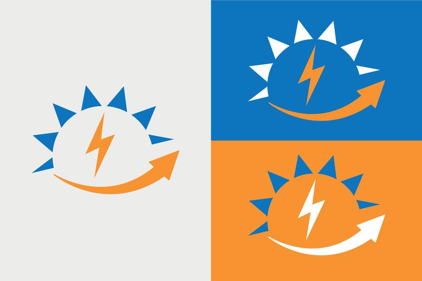 sun energy arrow logo design vector