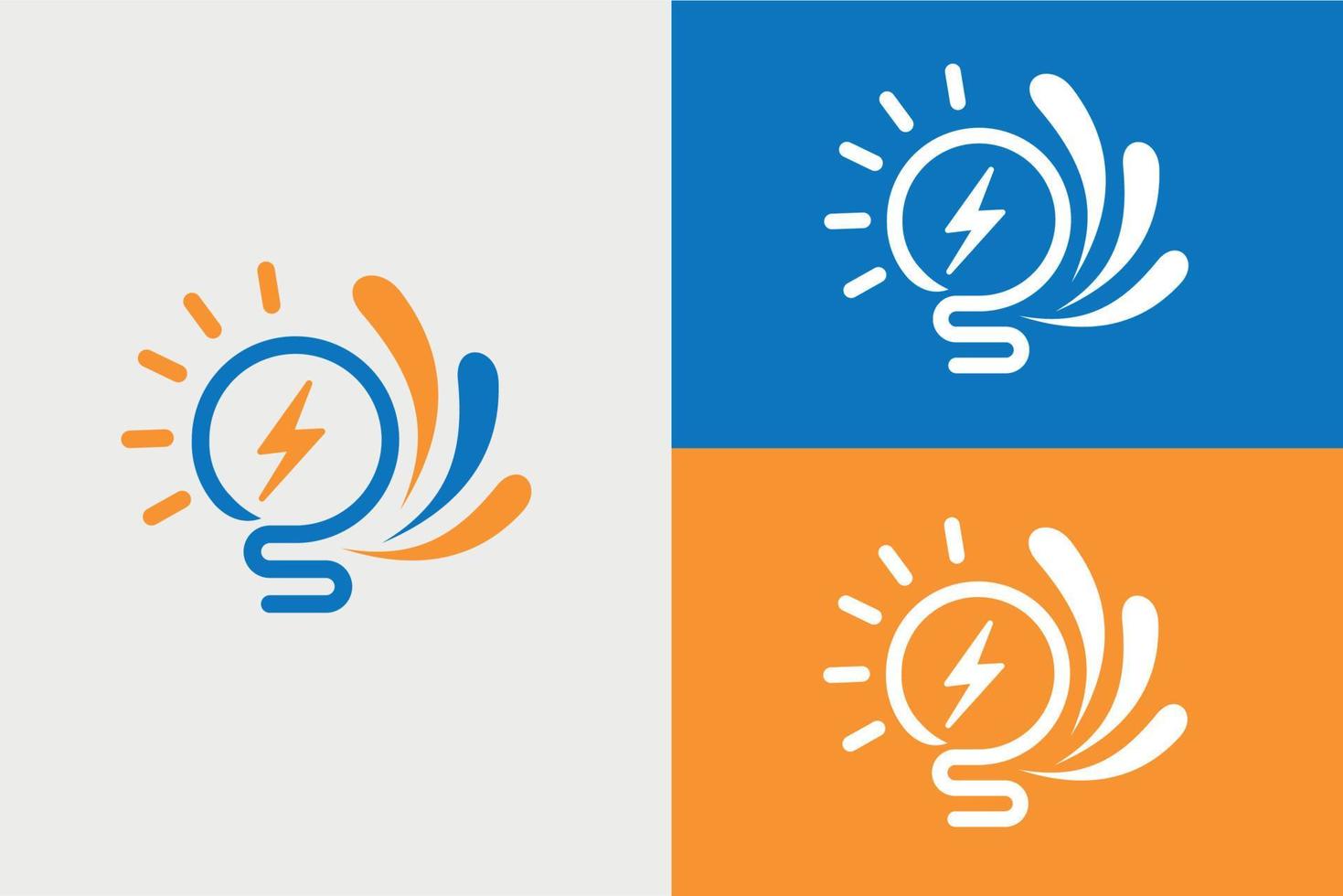energy bulb light wind logo design vector