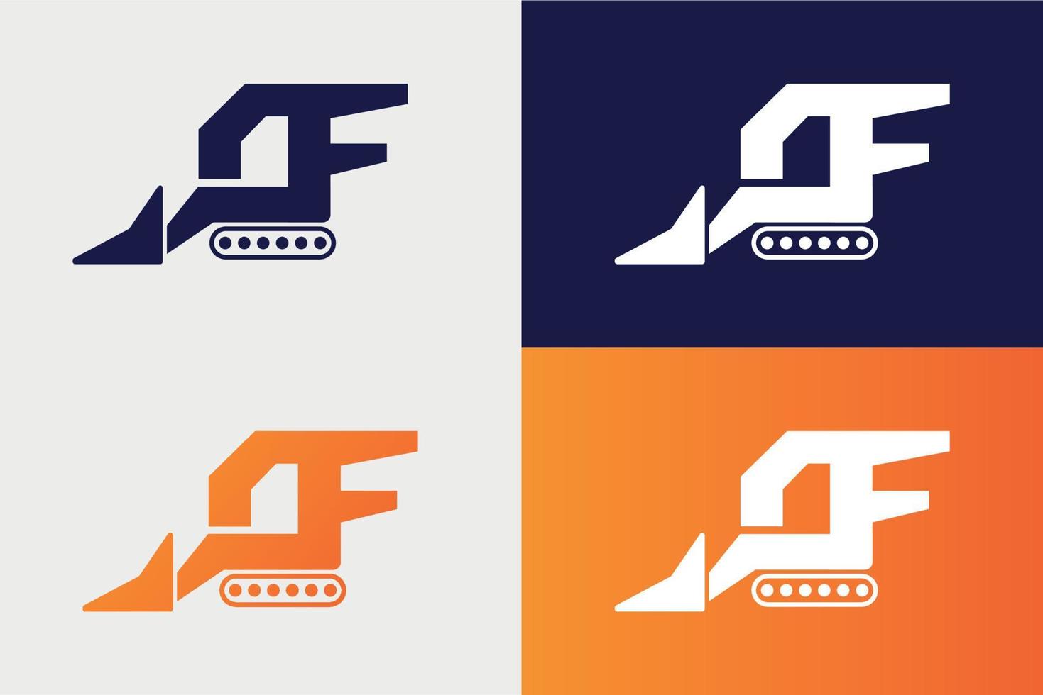 excavator d f logo design vector