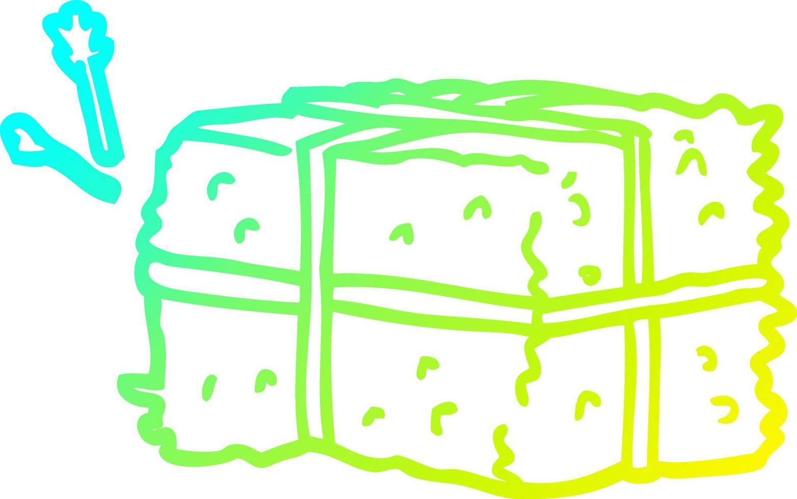 cold gradient line drawing cartoon bale of hay vector