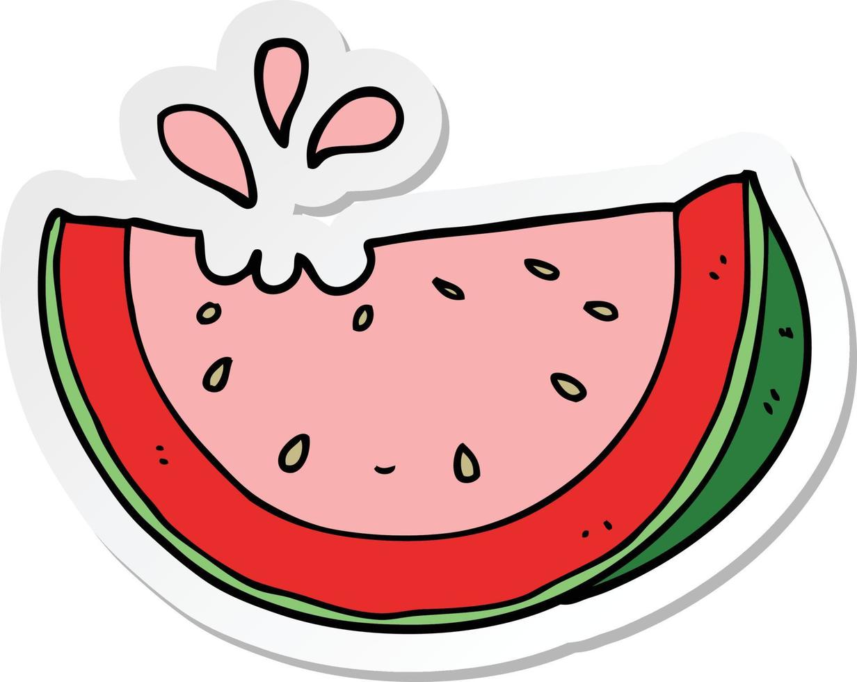 sticker of a cartoon watermelon vector