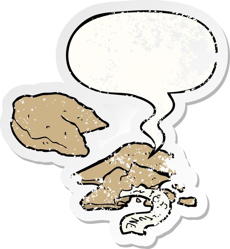 cartoon fortune cookies and speech bubble distressed sticker vector