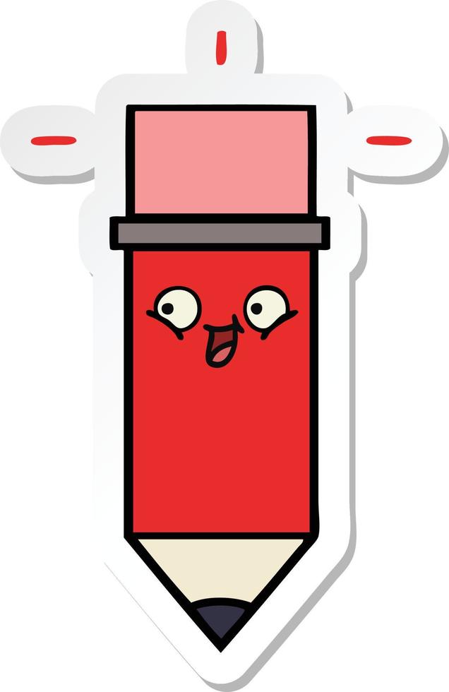sticker of a cute cartoon pencil vector