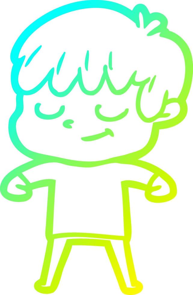 cold gradient line drawing cartoon happy boy vector