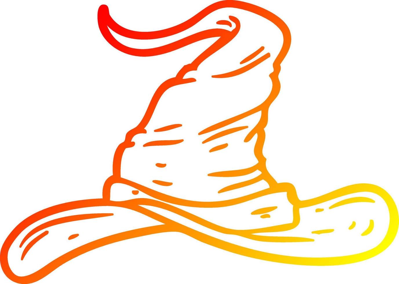 warm gradient line drawing cartoon wizards hat vector