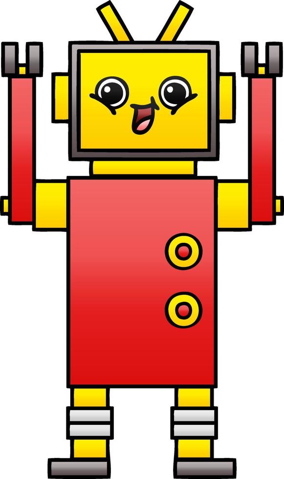 gradient shaded cartoon happy robot vector