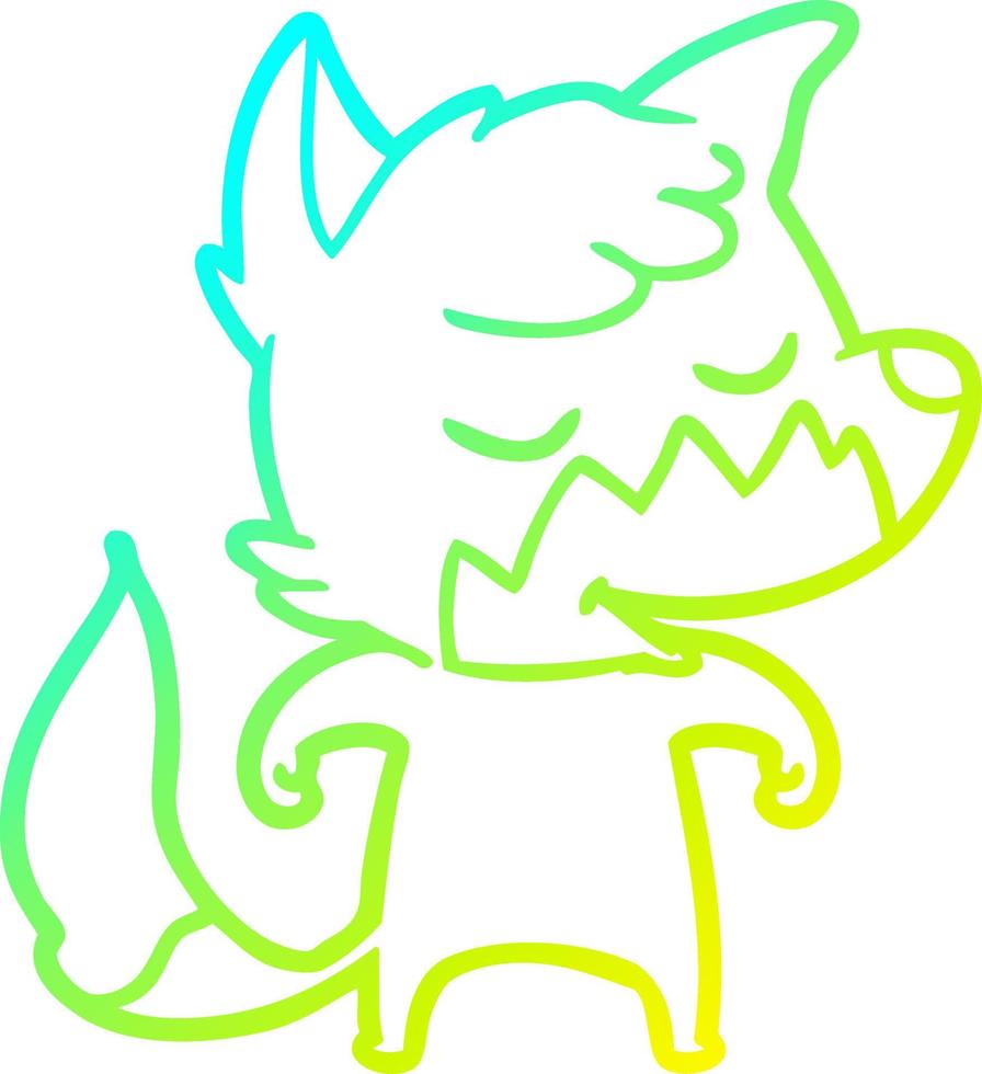 cold gradient line drawing friendly cartoon fox vector