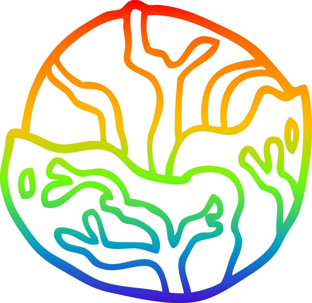 rainbow gradient line drawing cartoon cabbage vector