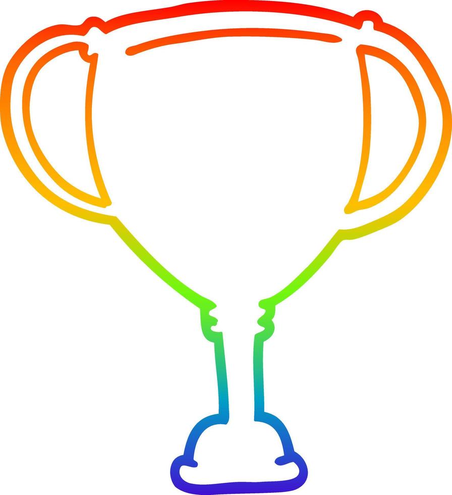 rainbow gradient line drawing cartoon sports trophy vector