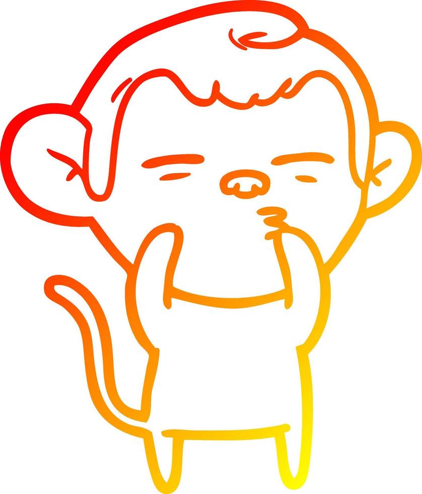 warm gradient line drawing cartoon suspicious monkey vector