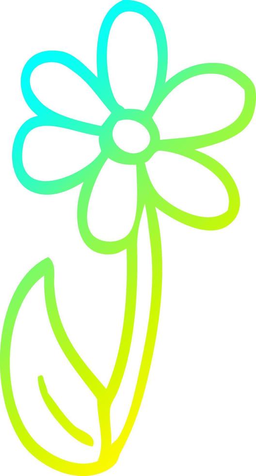 cold gradient line drawing cartoon single flower vector