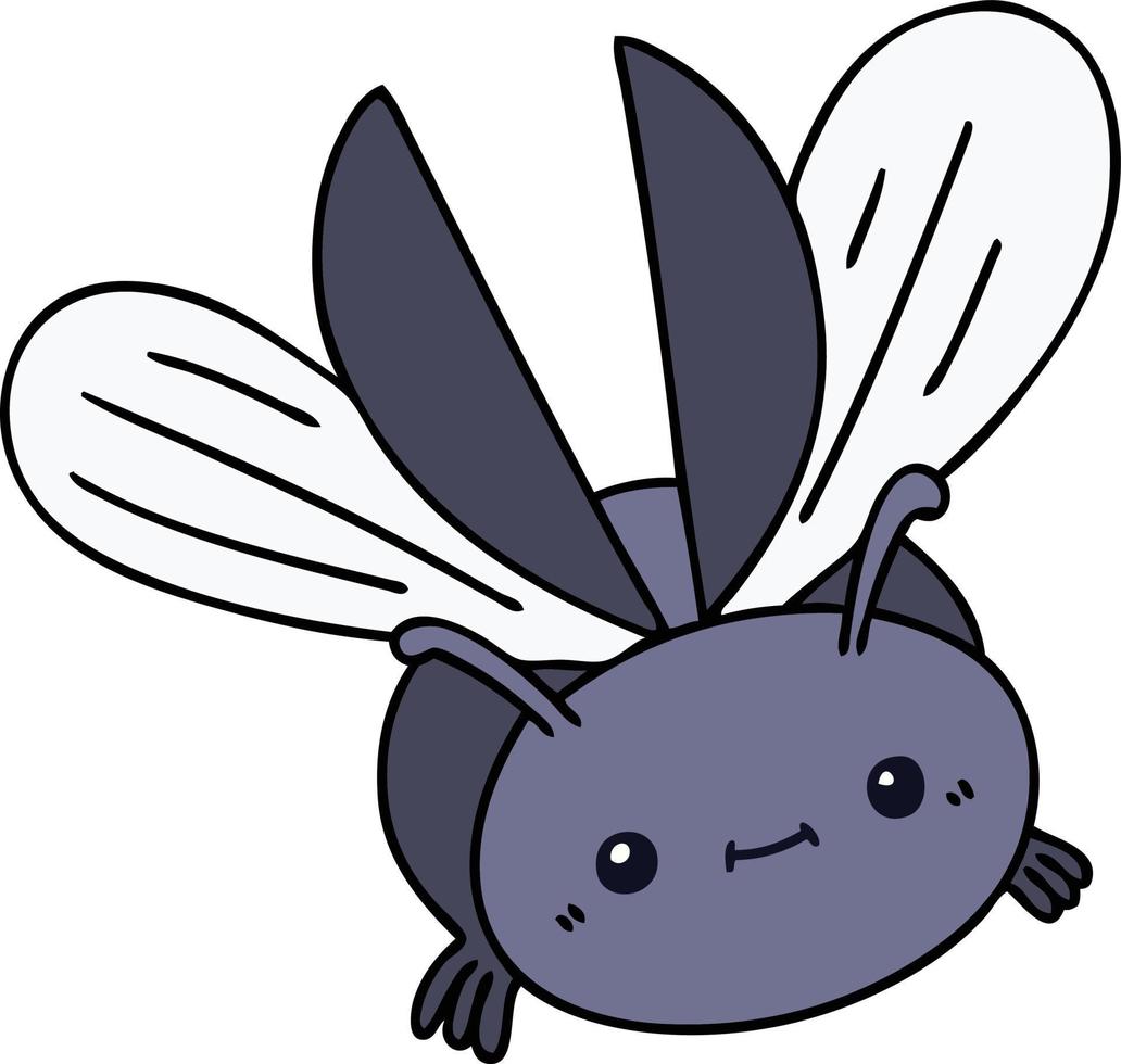 quirky hand drawn cartoon flying beetle vector