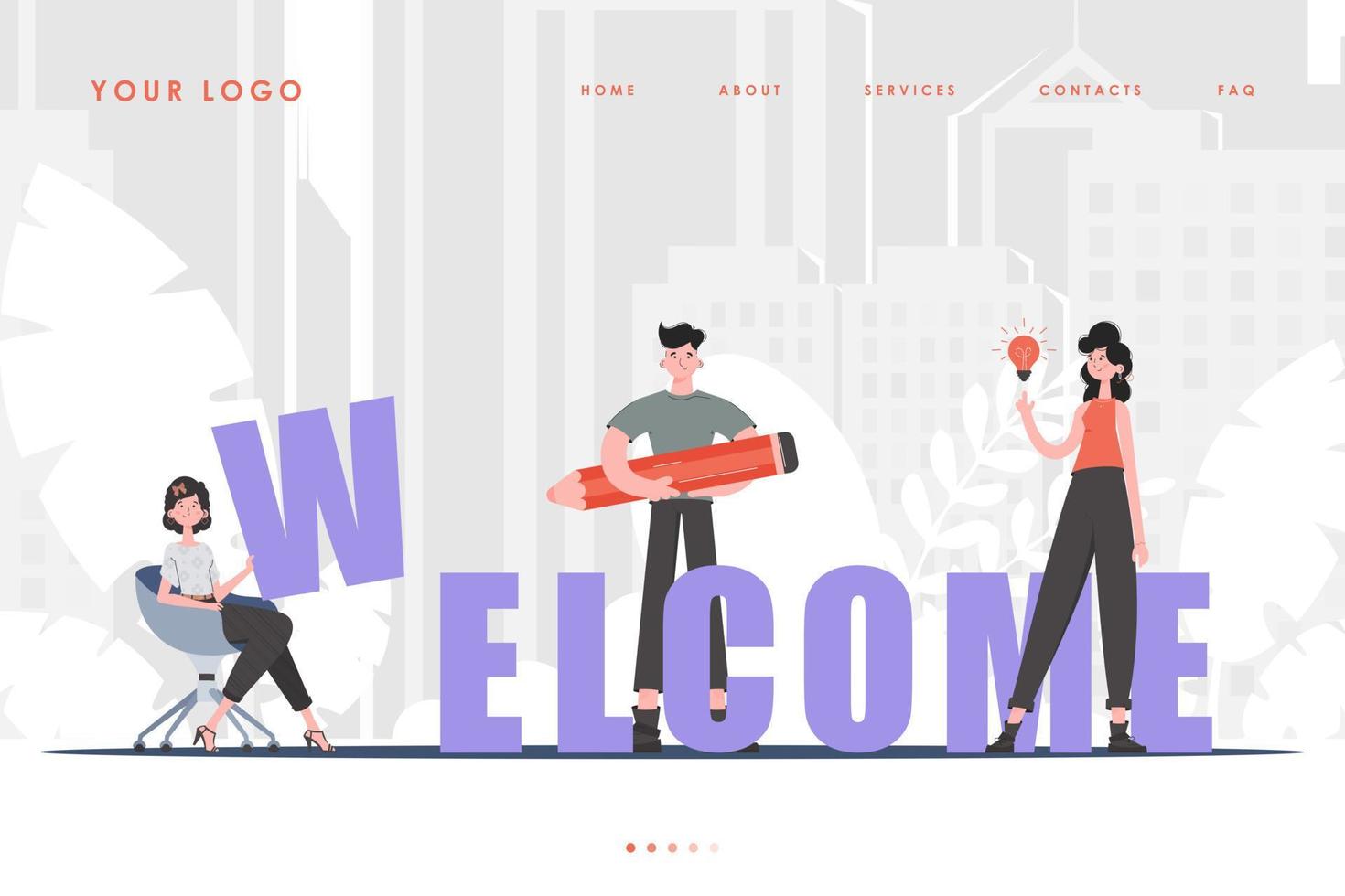 página de inicio de bienvenida equipo diverso de personas página de inicio para su sitio web. estilo de moda vector. vector