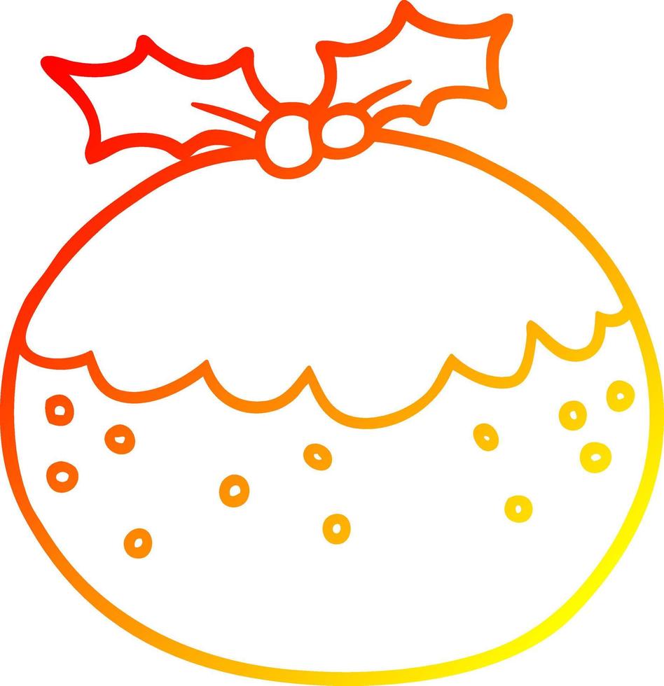 pudín de navidad de dibujos animados de dibujo lineal de gradiente cálido vector