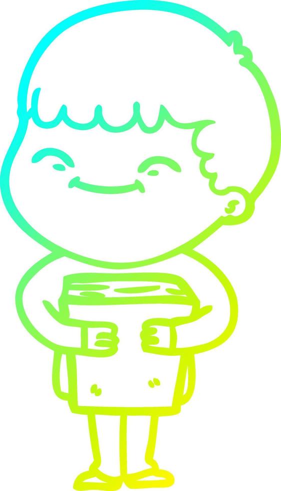 cold gradient line drawing cartoon happy boy vector