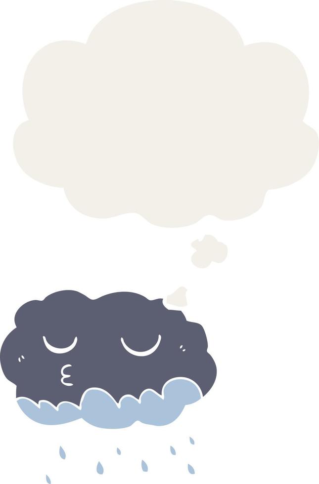 cartoon rain cloud and thought bubble in retro style vector