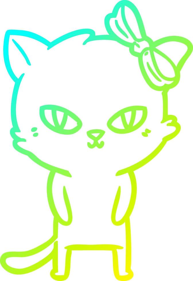 cold gradient line drawing cute cartoon cat vector