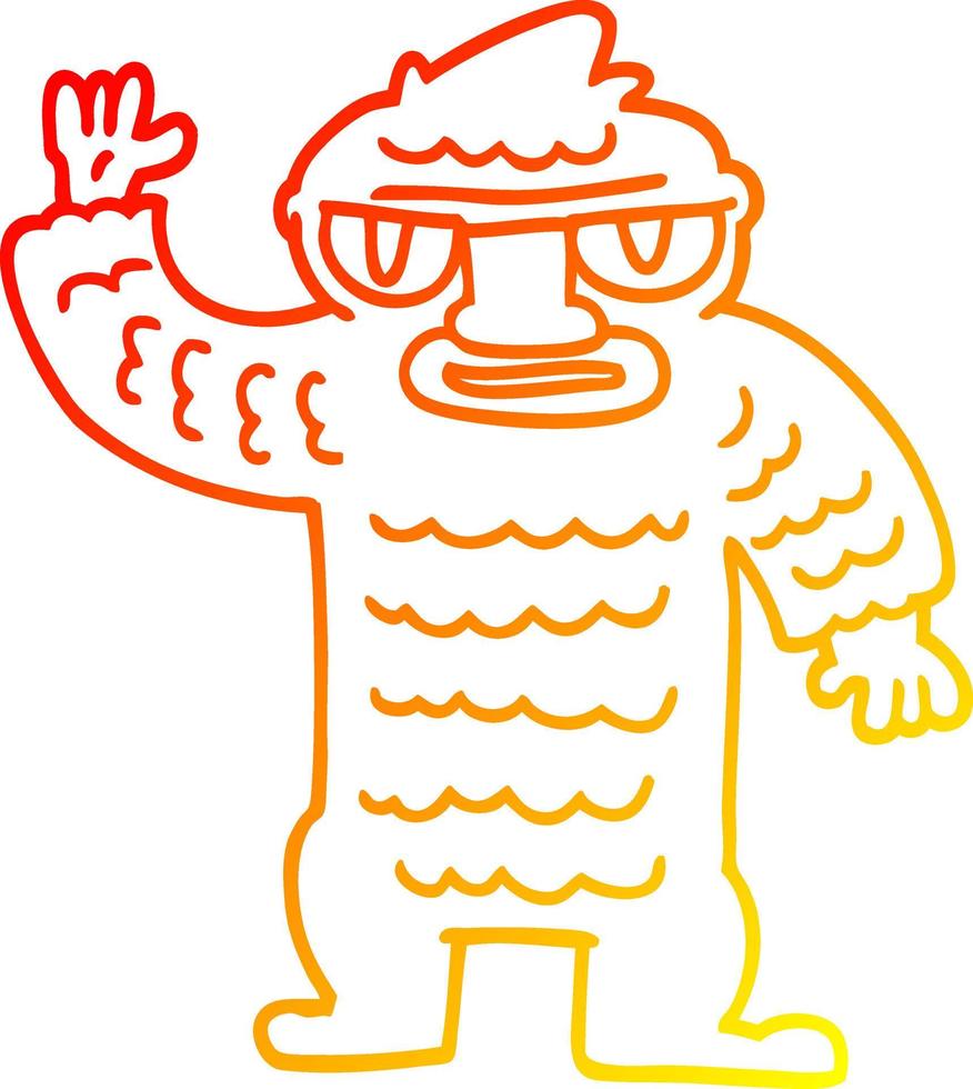 cálido gradiente línea dibujo dibujos animados gran yeti vector