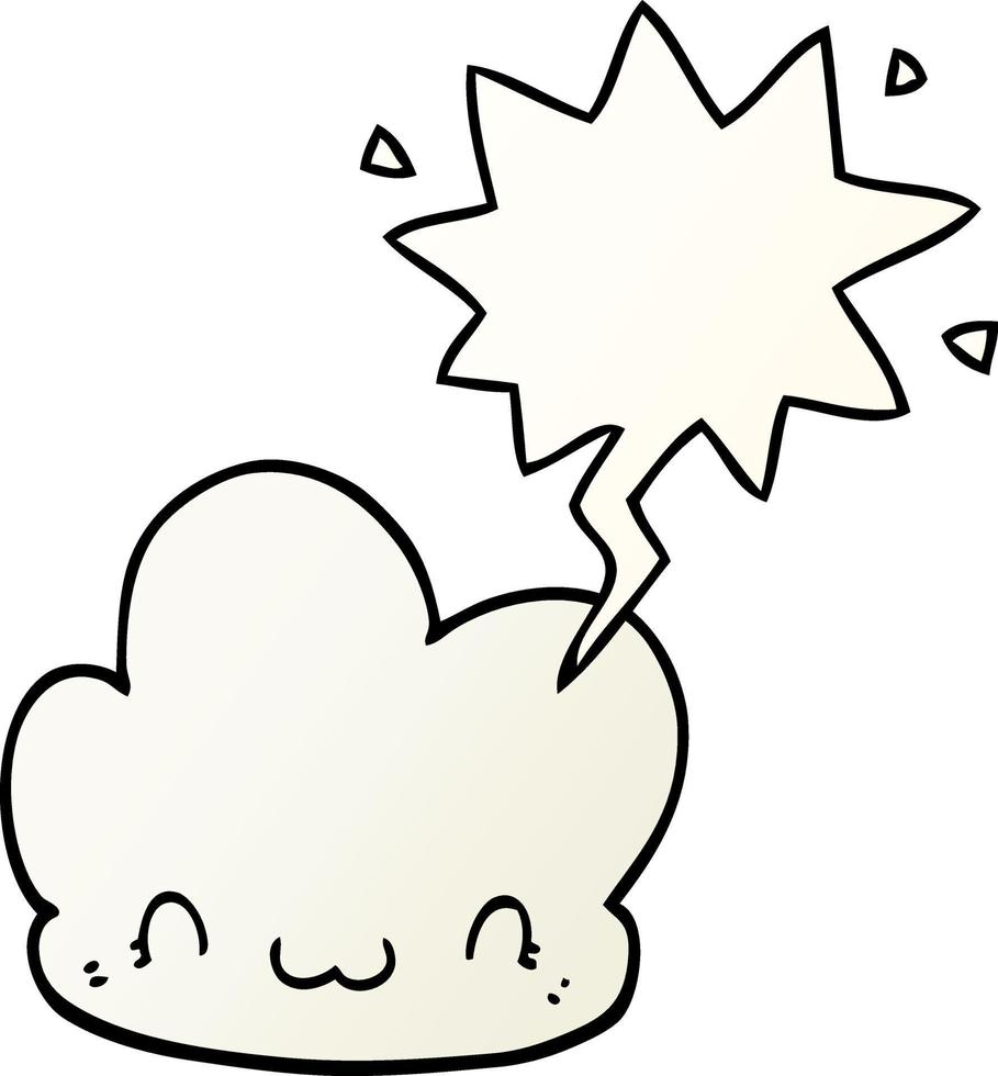 cartoon cloud and speech bubble in smooth gradient style vector