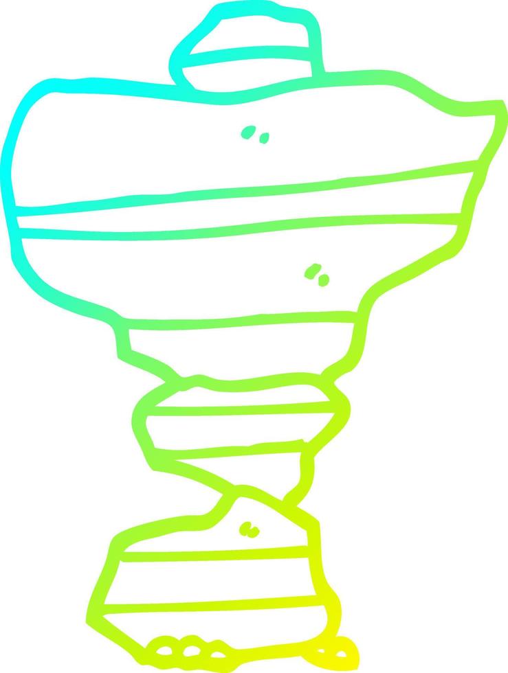 cold gradient line drawing cartoon of stacked stones vector