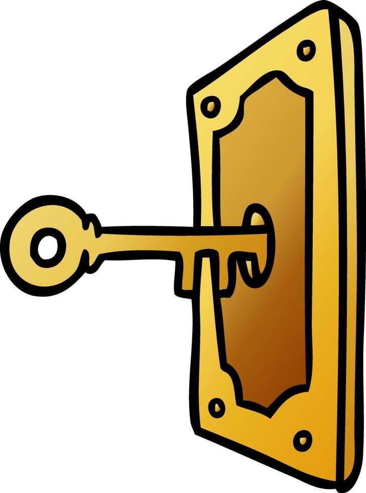 gradient cartoon doodle of a door handle vector