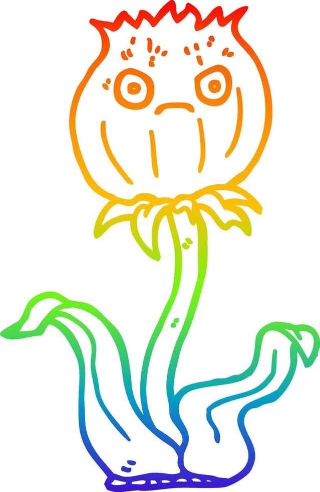rainbow gradient line drawing cartoon thistle vector