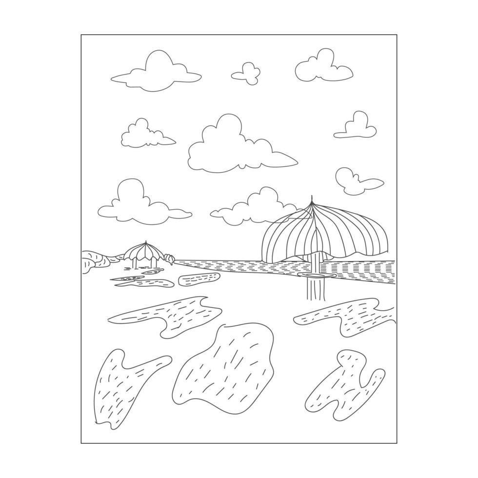 Summer Beach Coloring Pages And Symbols vector