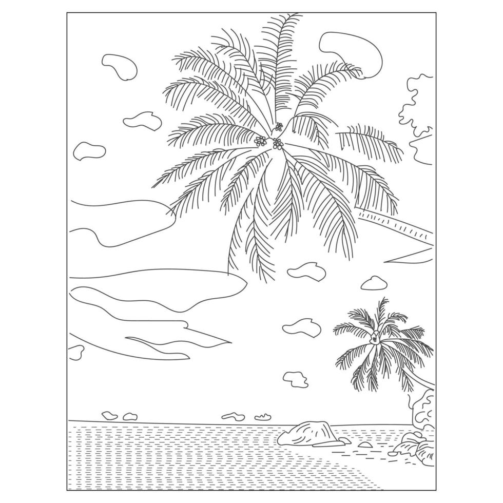 Summer Beach Coloring Pages And Symbols vector