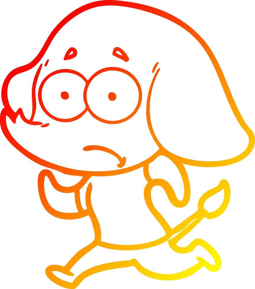warm gradient line drawing cartoon unsure elephant running away vector