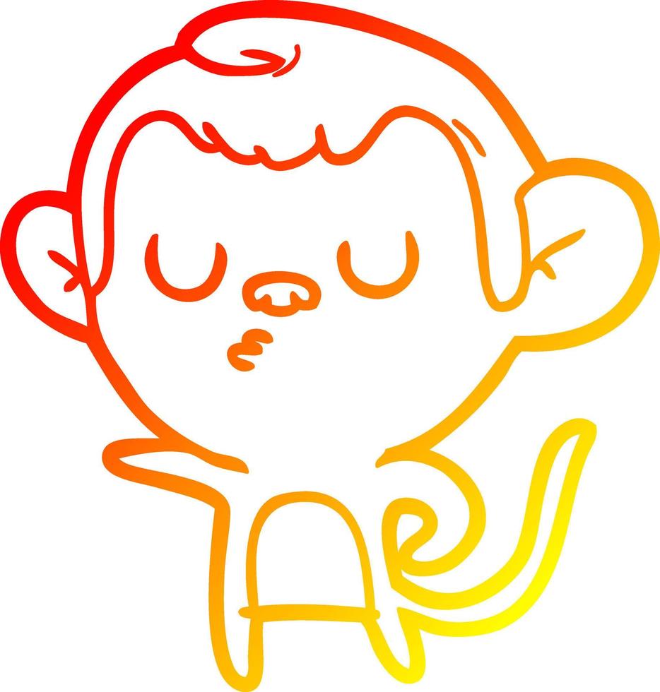 warm gradient line drawing cartoon monkey vector