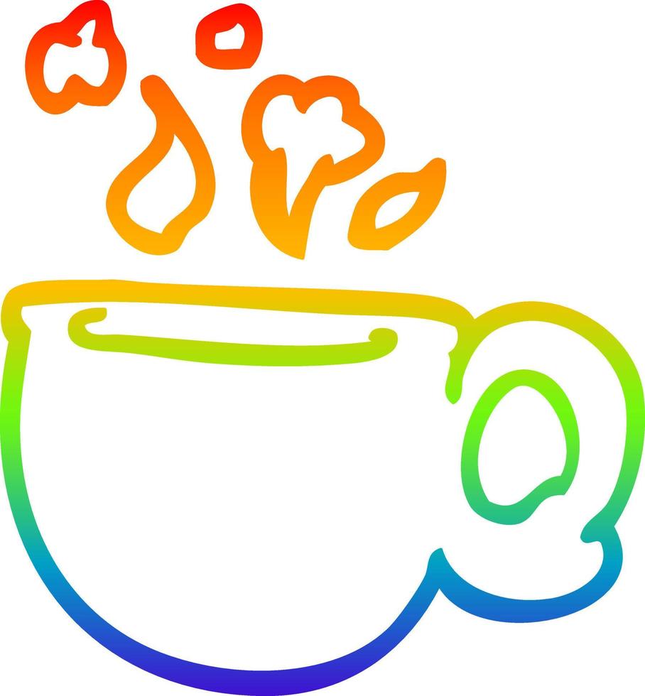 rainbow gradient line drawing cartoon steaming cup vector