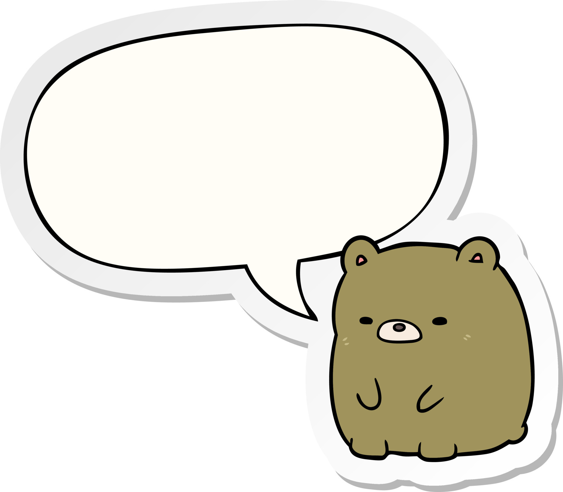 cute cartoon sad bear and speech bubble sticker 10638662 Vector ...