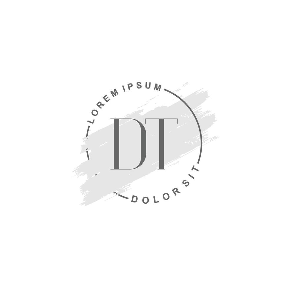Initial DT minimalist logo with brush, Initial logo for signature, wedding, fashion, beauty and salon. vector