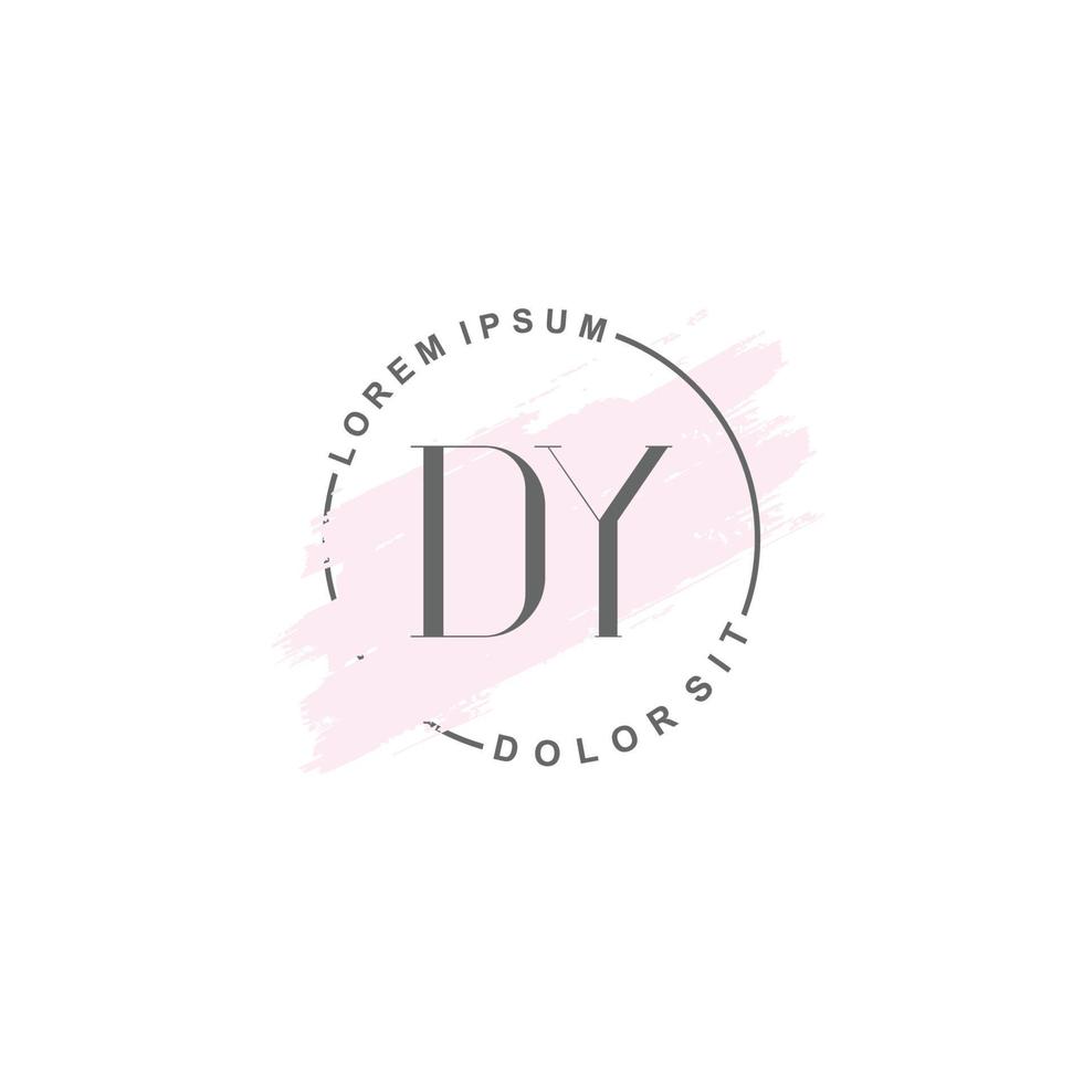 Initial DY minimalist logo with brush, Initial logo for signature, wedding, fashion, beauty and salon. vector