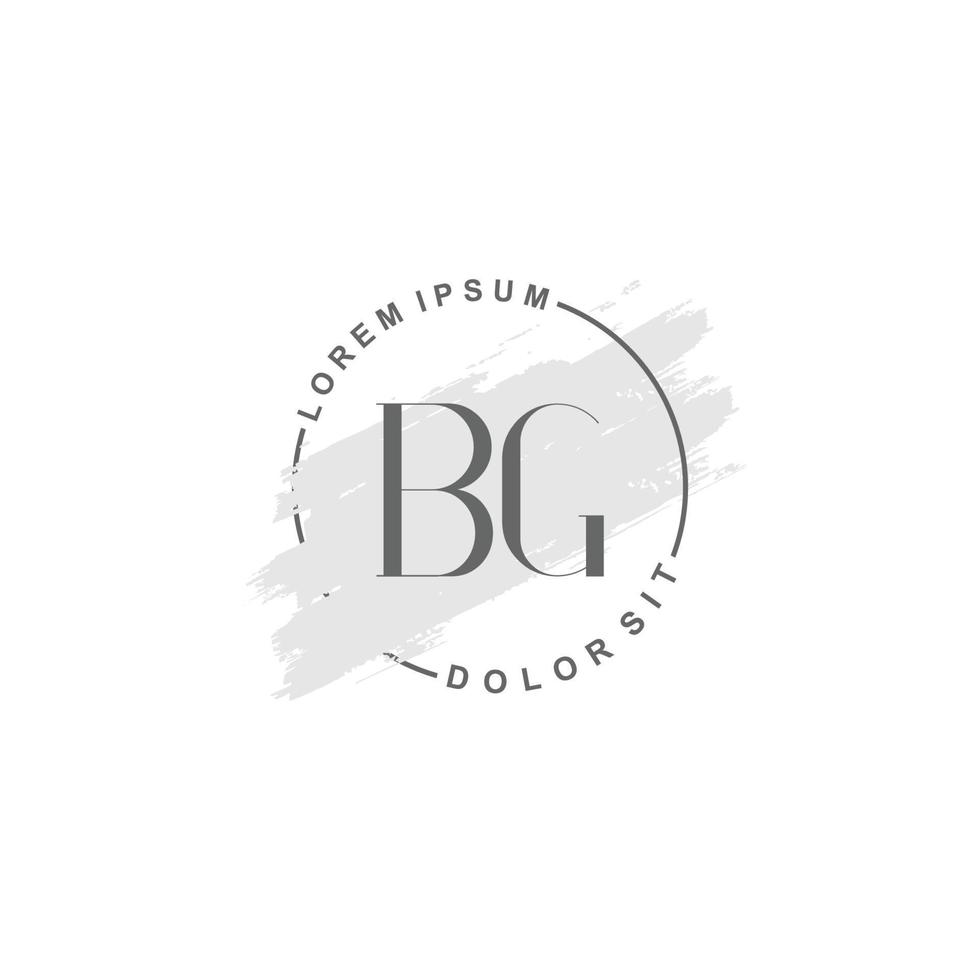 logotipo inicial bg minimalista con pincel, logotipo inicial para firma, boda, moda. vector