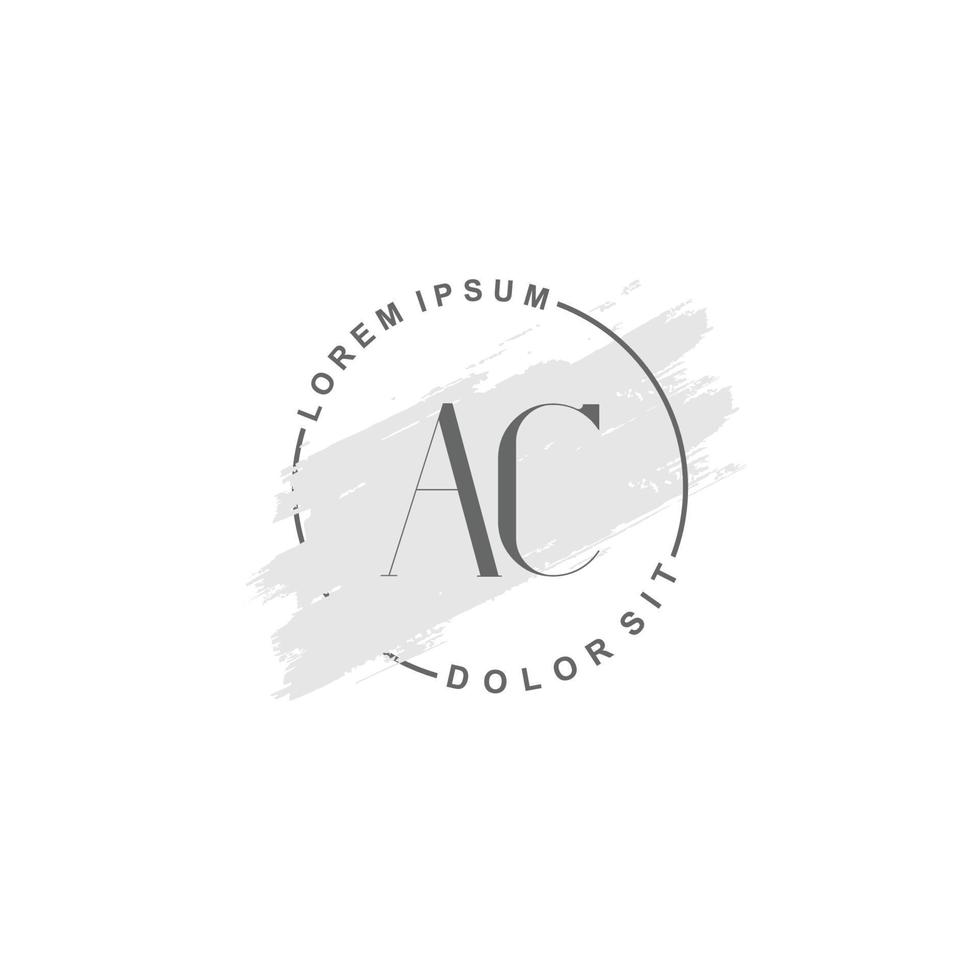 logotipo inicial ac minimalista con pincel, logotipo inicial para firma, boda, moda, floral y botánico. vector